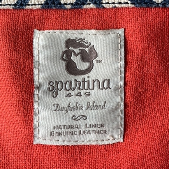 Spartina 449 Linen and Leather Yellow and Blue Shoulder Bag - Picture 4 of 9